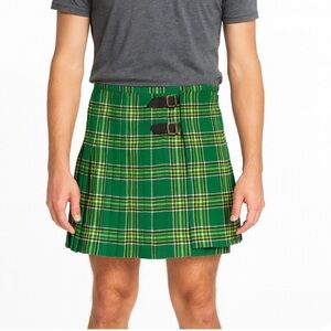 Men's scottish/Irish Kilt skirt green/black plaid SZ 46 Saint Patricks Day